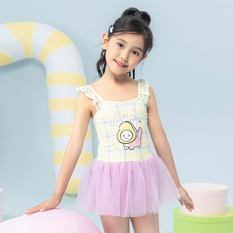 Ventas calientes de nuevos trajes de baño para niños niñas lindos bebés dibujos animados impresión spa piscina set de natación