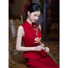 新中式敬酒服新娘订婚旗袍礼服高端绝美晨袍结婚回门服答谢宴便装