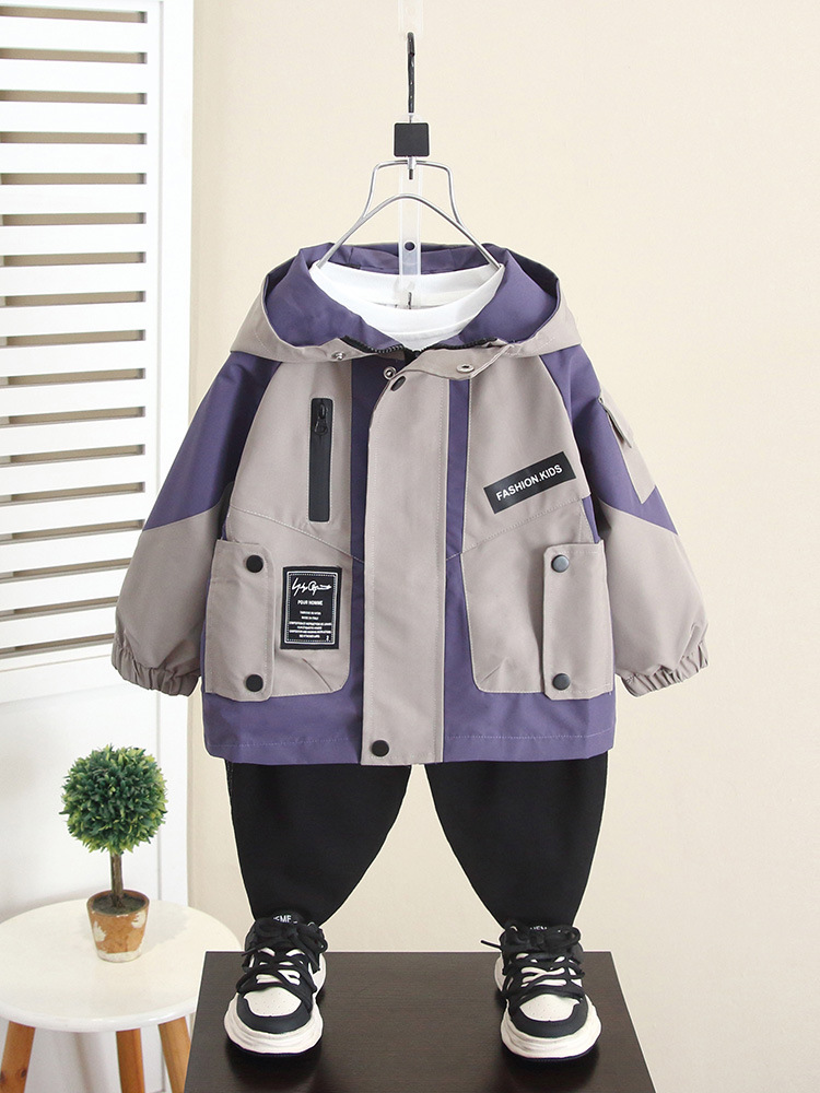 6376 Chaqueta de niño Ropa de otoño para niños Cortavientos con capucha 2025 Nuevo estilo Chaquetas de otoño para niños Ropa de bebé