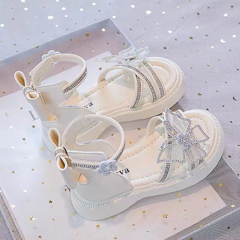 Summer fashionable sandals with bow with rhinestones open toe