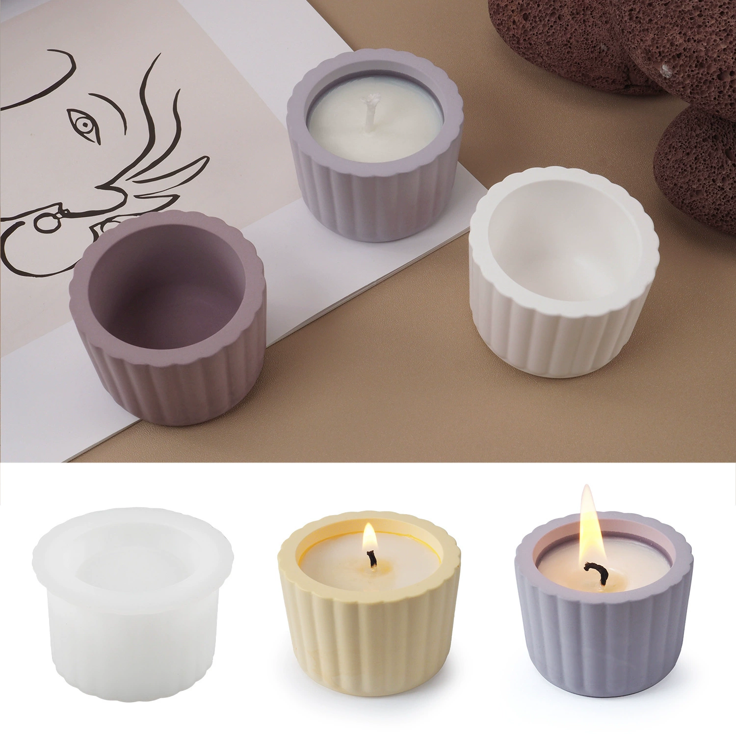 Glue, silicone mold, candle, DIY, mirror effect