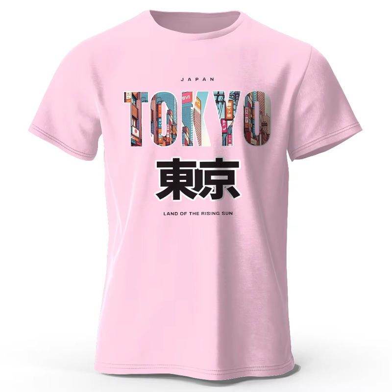 Tokyo Print Fashion Forward 100% Cotton Super Soft Round Neck Short Sleeve T-Shirt Perfect Men's and Women's Tops