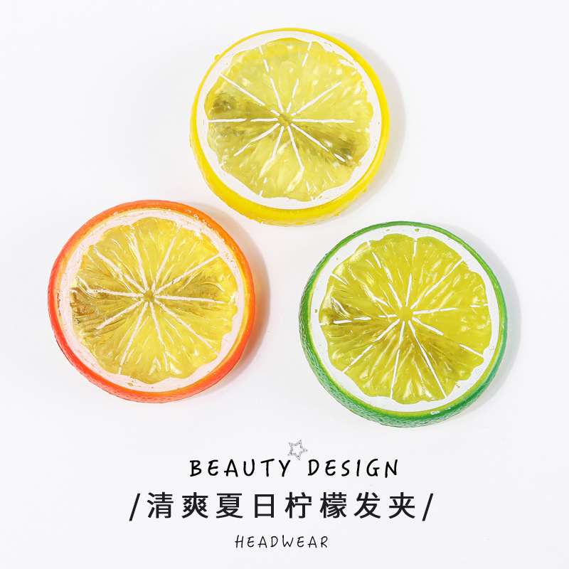 Creative cute simulation lemon hairpin fruit clip side clip bangs clip simulation cute sweet children hairpin