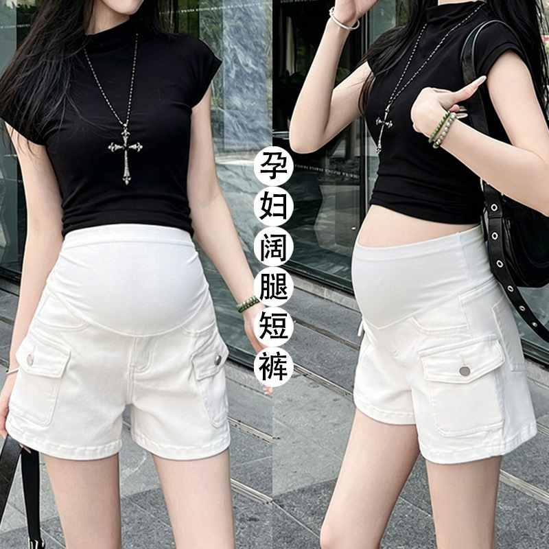 Maternity Denim Shorts Summer Thin Style 2026 New Off-White Embroidered High-Waisted A-Line Hip-Hugging Hot Pants Maternity Denim Shorts Summer Thin Style 2026 New Off-White Embroidered High-Waisted A-Line Hip-Hugging Hot Pants