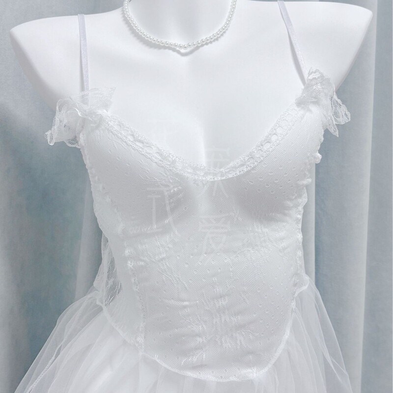 Sexy Lingerie, Sexy Slightly See-Through Uniform, Princess Style Pajamas, Pure Lust Female Mesh Suspenders, Small Breasts, Passionate Temptation 105