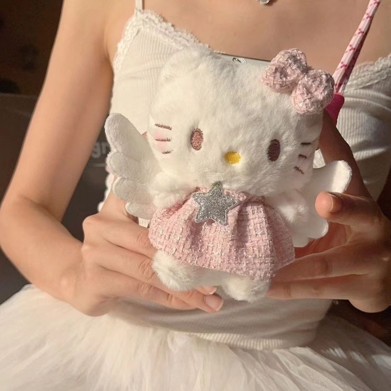 天使hellokitty小挂件毛绒玩具少女心钥匙扣包包挂饰玩偶礼品批发|undefined