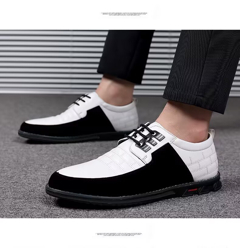 Men's round head men's casual shoes front lace-up casual shoes flat casual men's shoes_vogvips.com