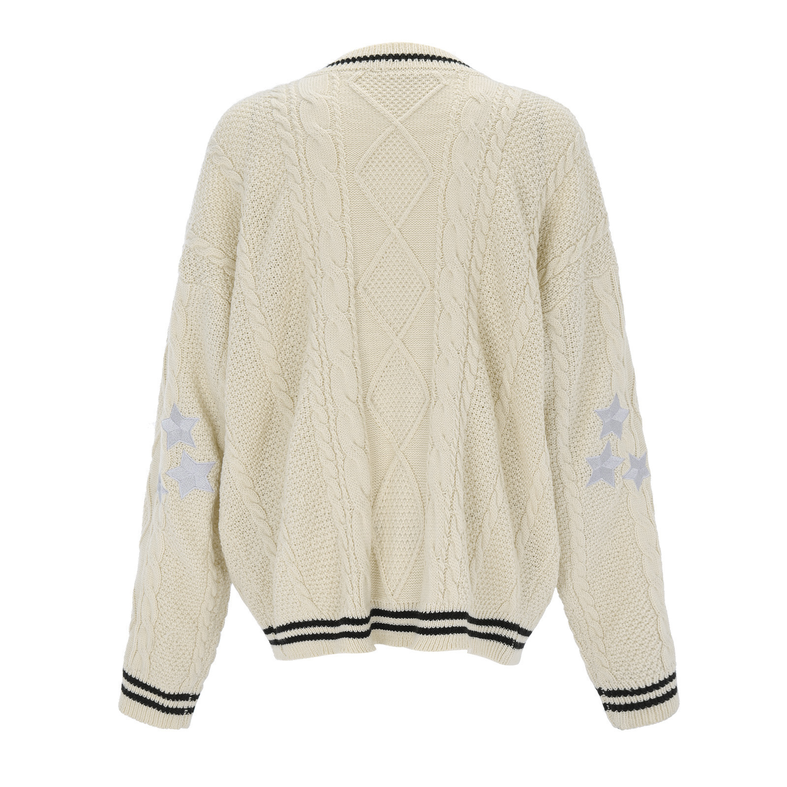 Europa y los Estados Unidos perezosos viento de punto Cardigan mujeres 2024 otoño invierno nuevos productos sueltos bordados estrellas de punto suéter chaqueta mujer image 4