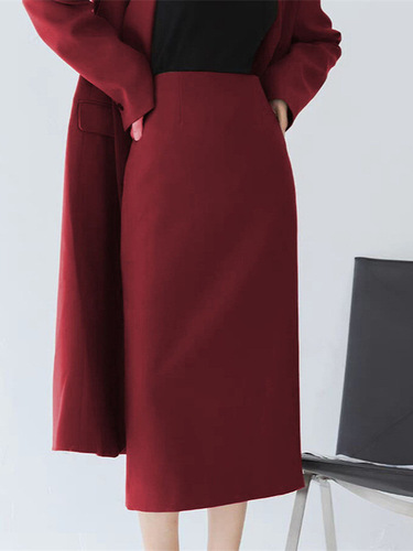 Women's Straight Suit Dress with Half-Sleeve Blouse, Spring and Autumn Season, Mid-Long Length, Slimming, Elegant, High-Waisted, Back Slit, Bustier Skirt