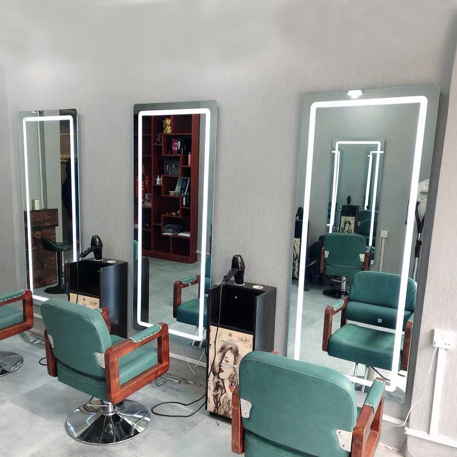 Espejo de Barbería, Soporte para Espejo de Salón de Belleza, Espejo Moderno para Tintes y Permanentes, Espejo de Pie de Cuerpo Entero para Peluquería, Estable.