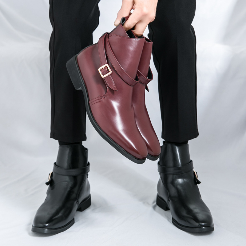 Zapatos de cuero transfronterizos de alto nivel para hombres, zapatos casuales de hebilla de moda británica, zapatos casuales de punta, zapatos comerciales de tamaño grande para hombres antideslizantes