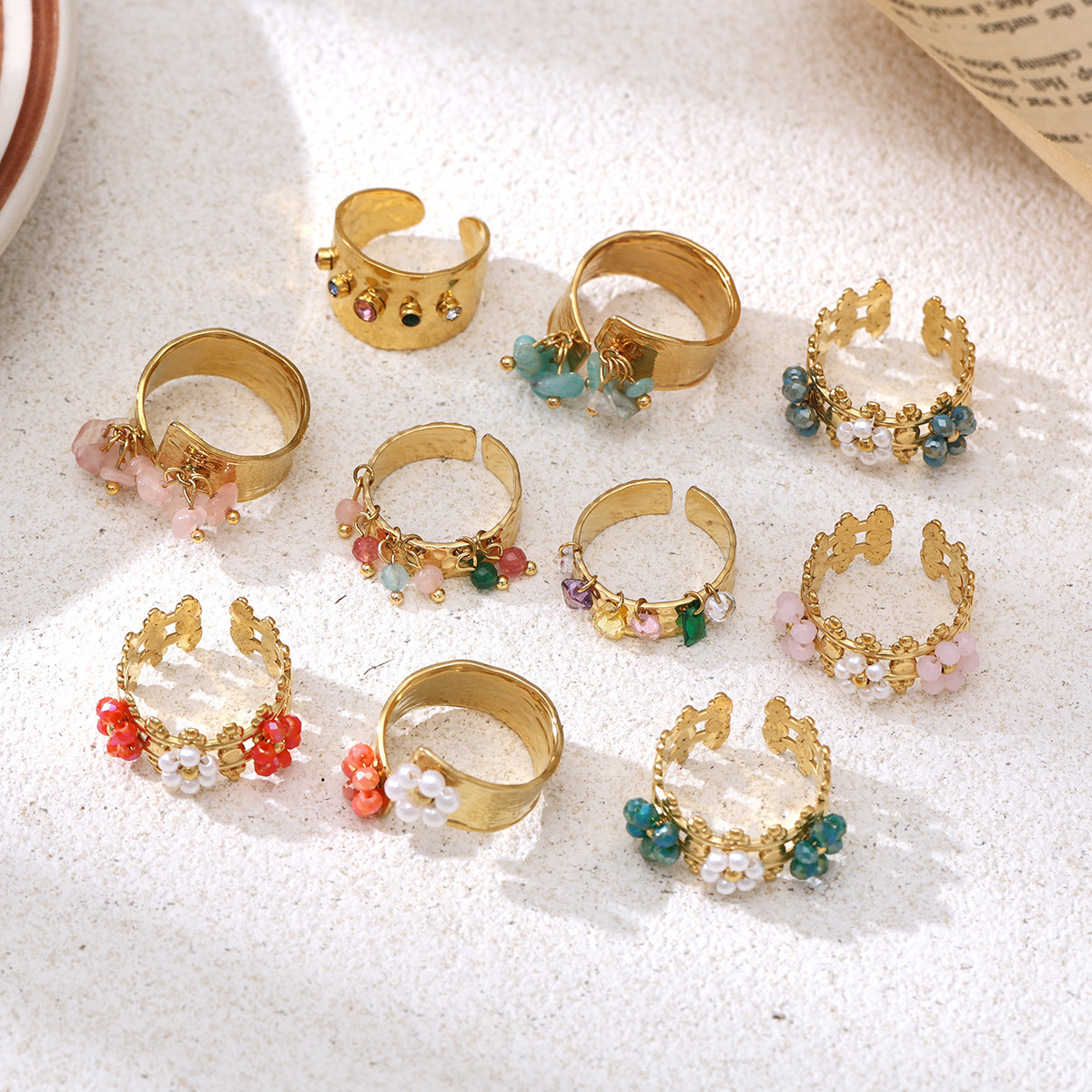 Anillo de acero inoxidable de la UE y los EE.UU. para mujeres no se desvanecen joyería de moda universal anillo de cristal de acero de titanio no se desvanece