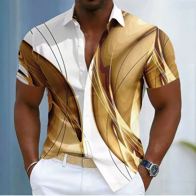 New European and American Style Men's Short-Sleeved Shirts, Casual and Versatile, High-End Men's Clothing, One-Piece Printed Men's Shirts New European and American Style Men's Short-Sleeved Shirts, Casual and Versatile, High-End Men's Clothing, One-Piece Printed Men's Shirts