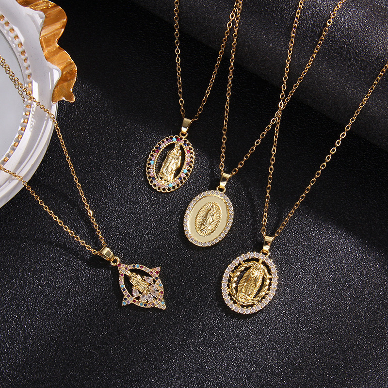 Real Gold Plated Human Virgin Mary Color Block 316L Stainless Steel Simple Style Classic Style Waterproof Non Tarnish Surgical Steel 316L Stainless Steel Subscribe to Our Newsletter & Get Exclusive Offers Pendant Necklace display picture 3
