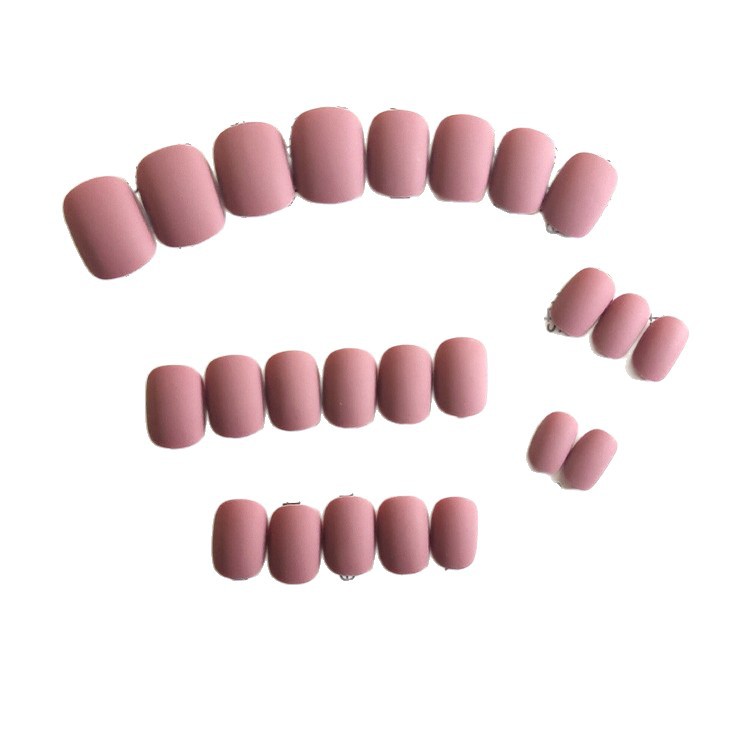 Comercio exterior mate corto pieza de uñas de frijol de color sólido ambiente suave parche de uñas 24 piezas de elegante desgaste de uñas