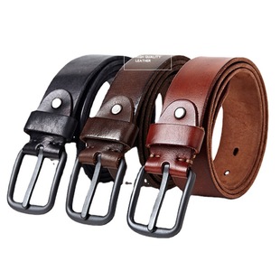Diswell Leather Top Layer Yellow Cowhide Washed Men's and Women's Belt Genuine Leather Pin Buckle Trousers Pure Cowhide Men's Wide Belt