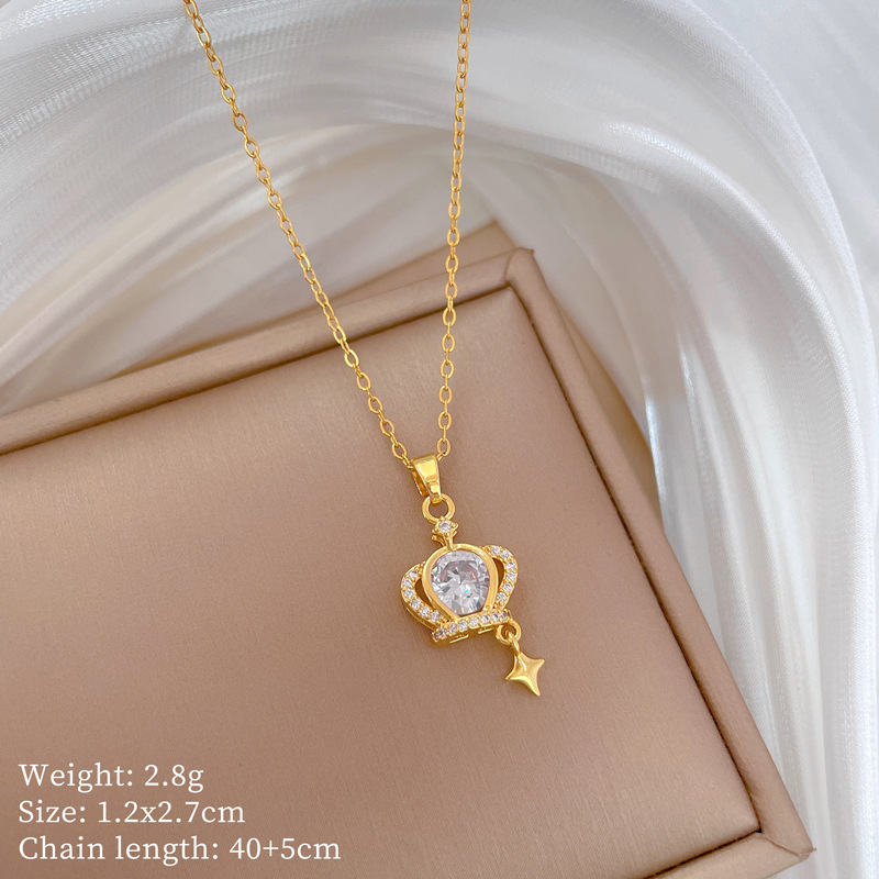 Gorgeous Diamond Crown Necklace For Women Versatile Collarbone_voghion.com