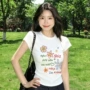 修身印花夏季字母t恤