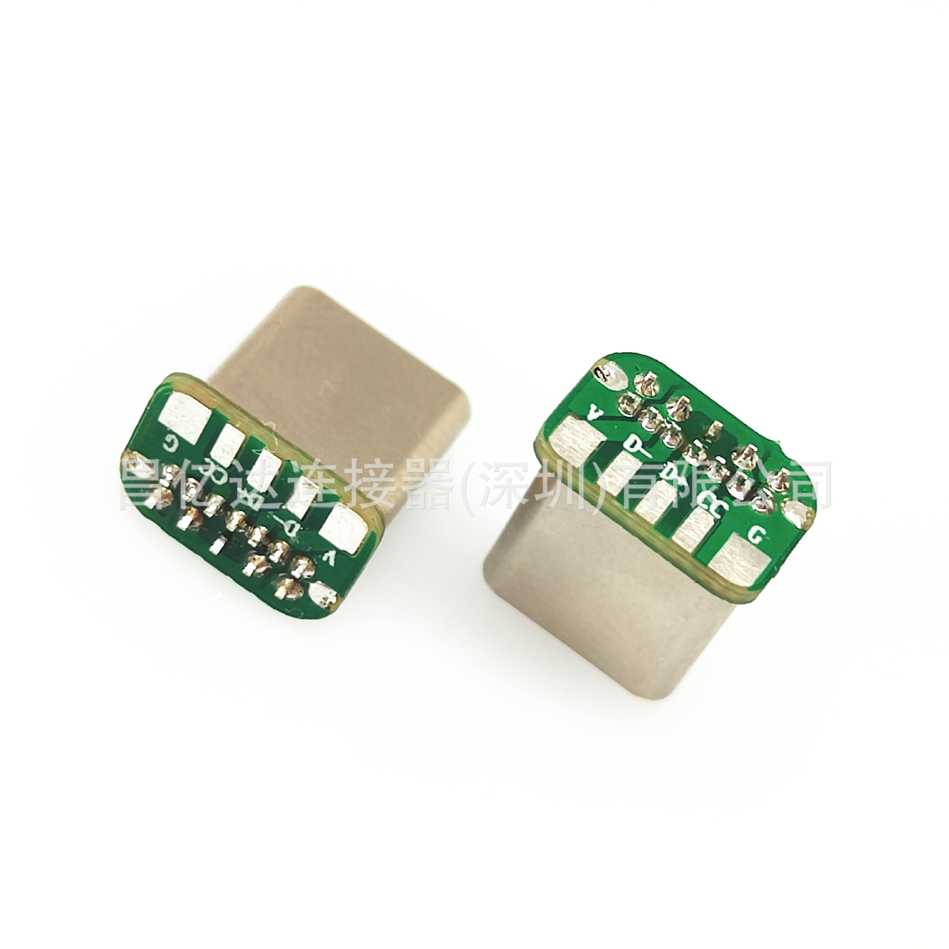 type-c立插12P公头 拉伸款 带PCB板 高10.7mm 5焊盘数据+充电