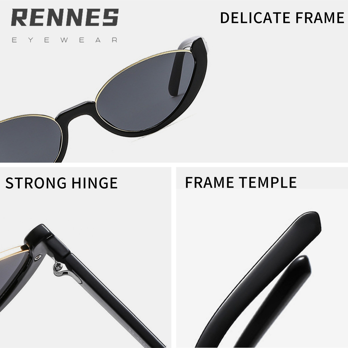 Nuevas gafas de sol de media montura con ojos de gato transfronterizas, chicas calientes europeas y americanas, nicho, gafas de sol de protección solar de hip-hop de calle Sunglass