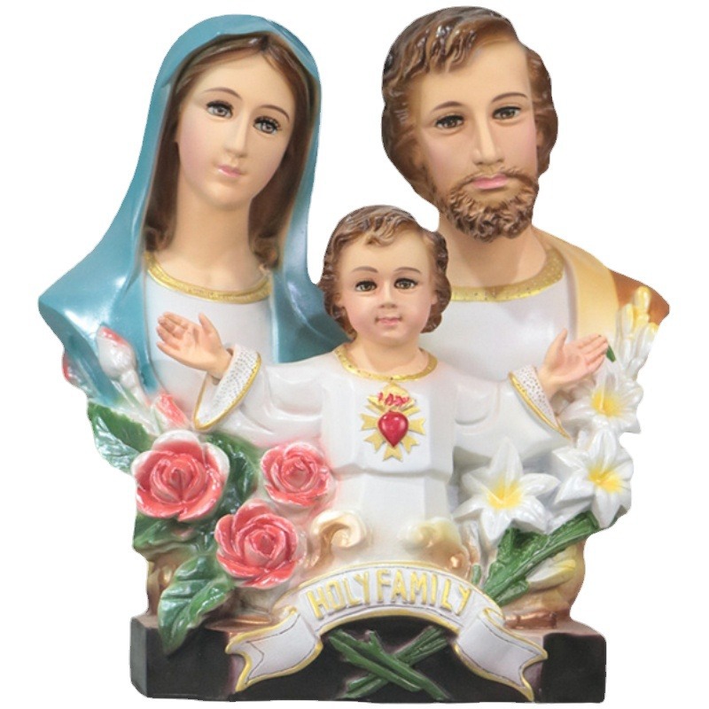 Transfronterizo 33cm busto familia tres adornos de resina iglesia gabinete de televisión escultura de escritorio artesanía 30 - 40