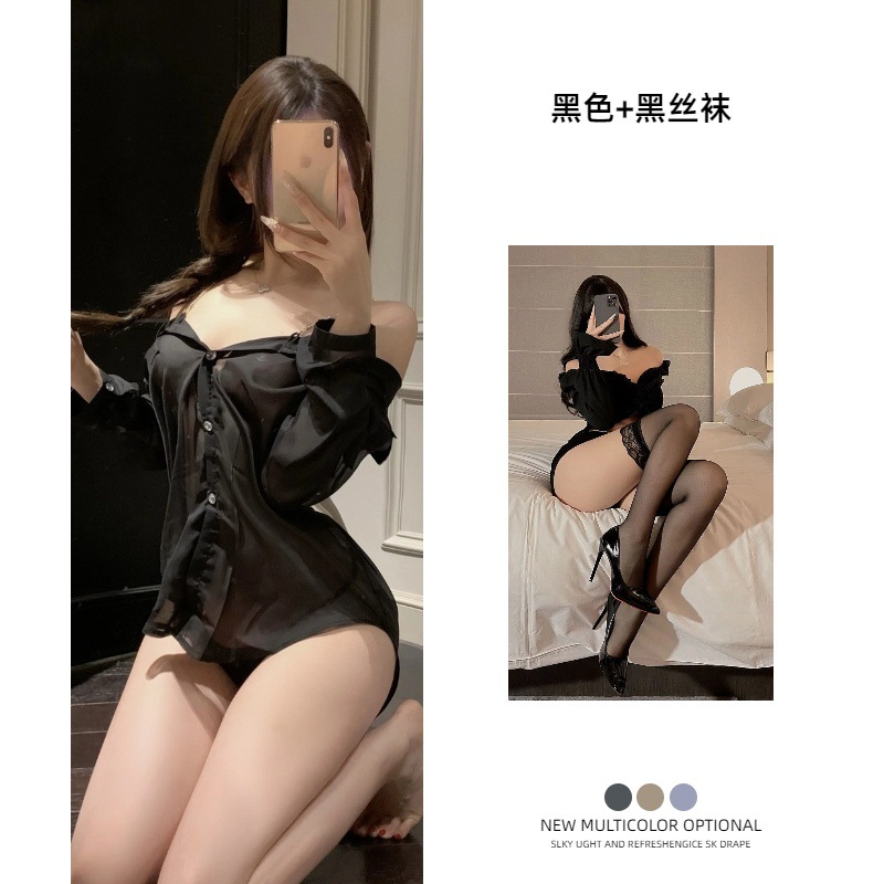 블랙 + 블랙 레이스 스타킹