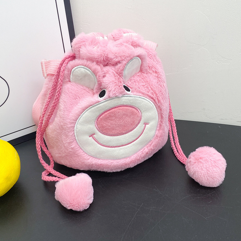 メーカー卸売ベルベットバッグ玩具クロミ斜めショルダーバッグいちご熊ぬいぐるみ日系ハンドバッグサンリオ|undefined