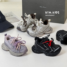 2025年冬季新款儿童运动鞋二棉鞋潮流擦色加绒双系带男女童老爹鞋