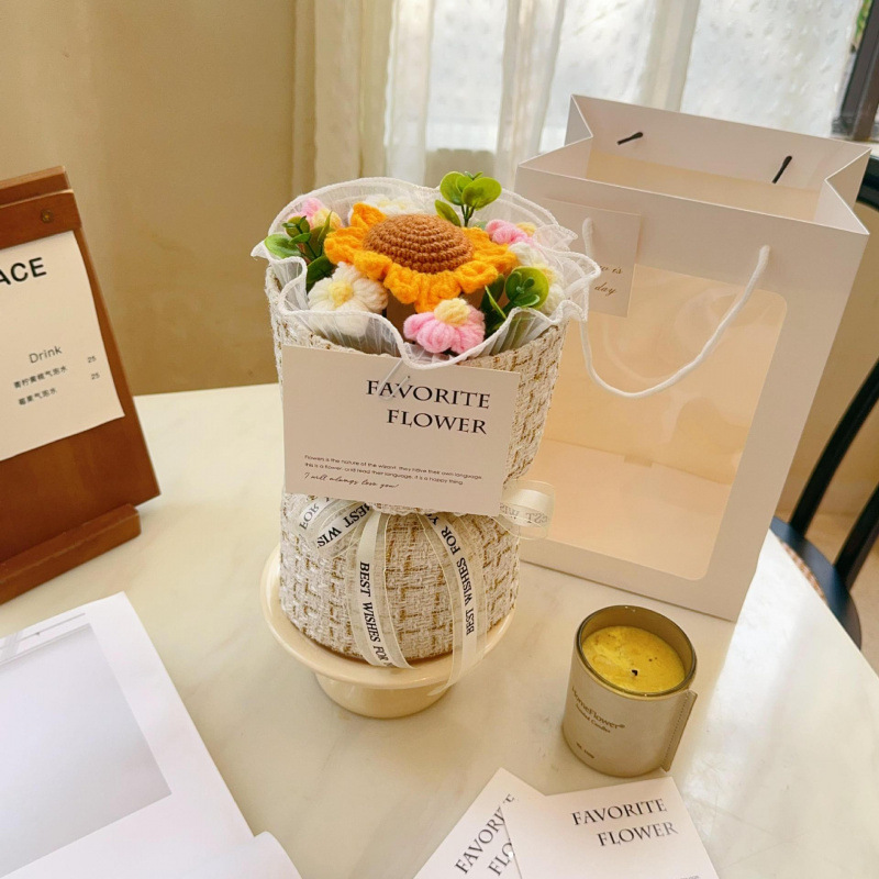 Xiaoxiangfeng 해바라기 핑크 + 핸드백 인사말 카드