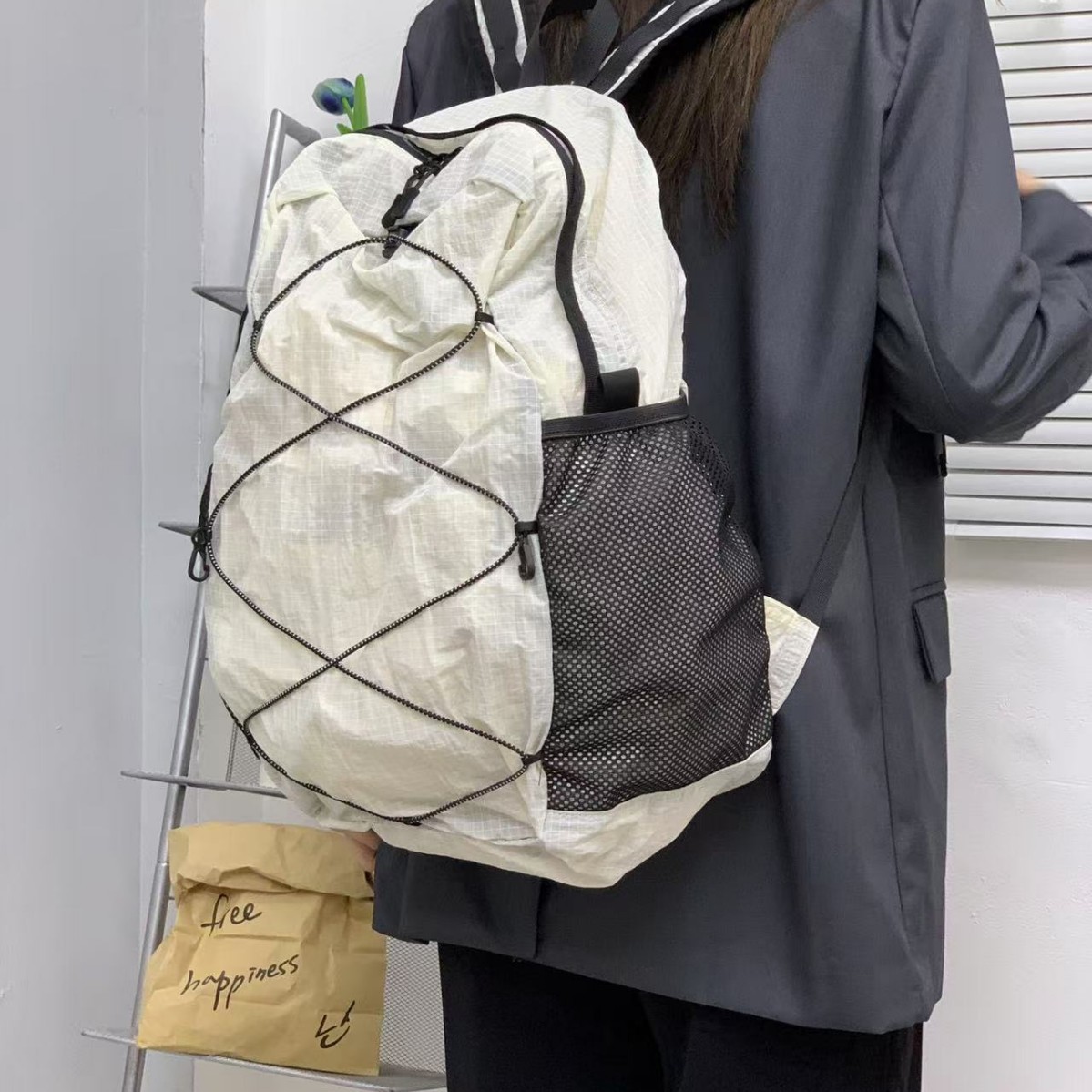 한국 스타일 대학 스타일 배낭 야외 여행 배낭 학생 틈새 디자인 접는 경량 여성 가방