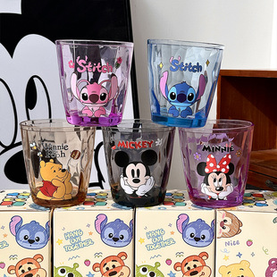 New Stitch Winnie the Pooh Children's Mouthwash Cup Thickened Acrylic Boys and Girls Drinking Cup Anti-Fall Crystal Cup
