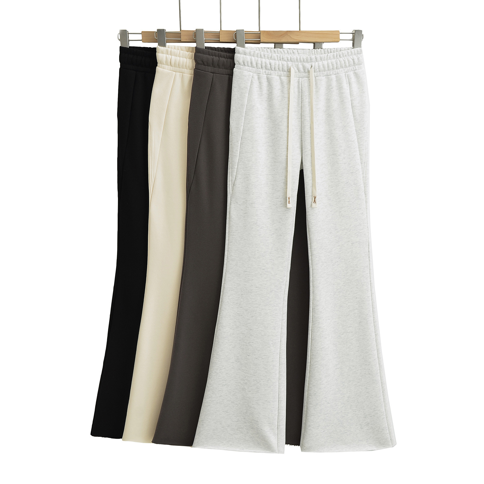 Demi-season velvet solid color flared trousers for leisure