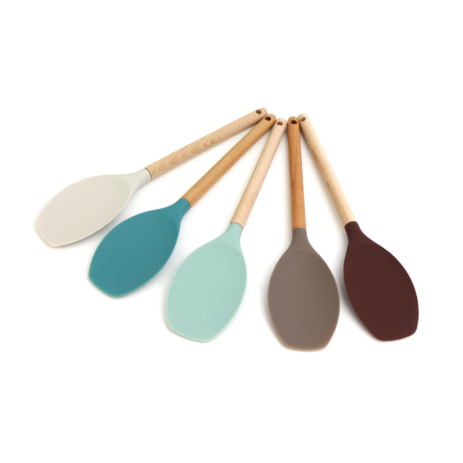 Venta caliente transfronteriza suministros para hornear creativos mango de madera raspador espátula de silicona grabado logo espátula