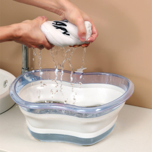 Foldable Plastic Washbasin for Home Use, Dormitory, Baby, Transparent Portable Compression Footbath Basin