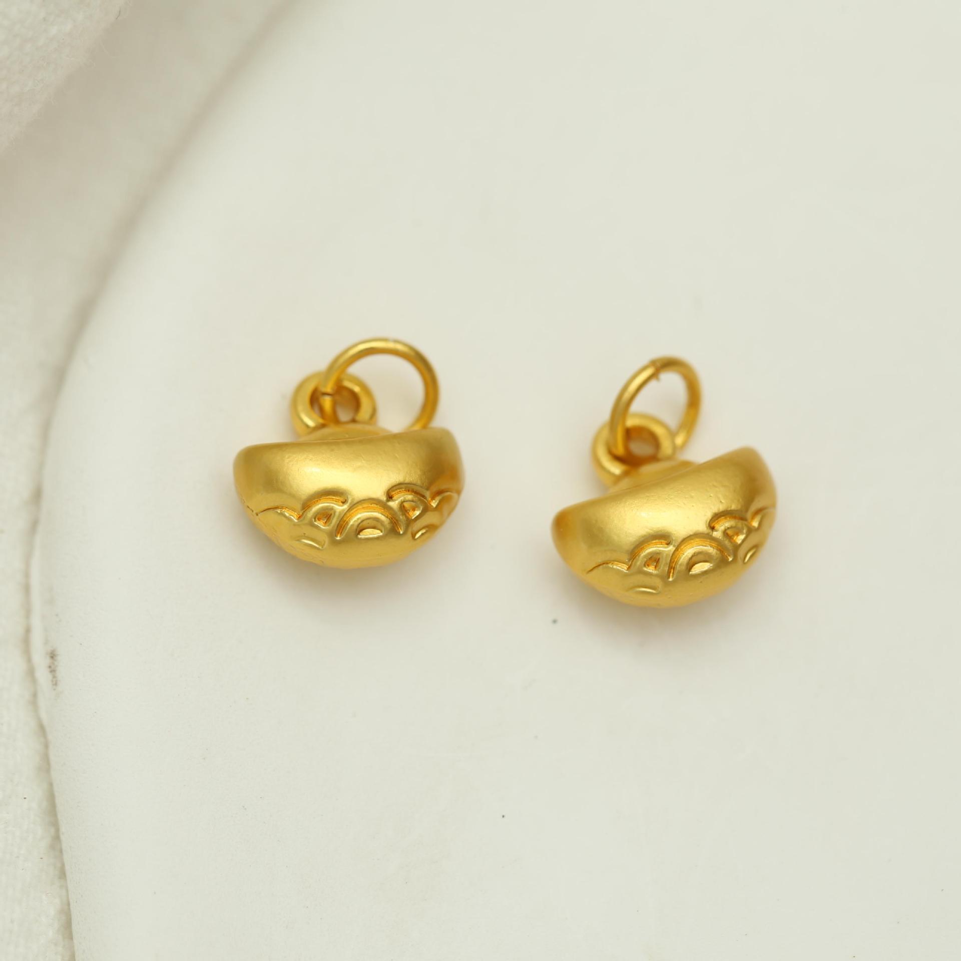 Color-Preserving Sand Gold Chinese Style Wealth-Attracting Ingot Small Pendant DIY Bracelet Necklace Jewelry Accessories Coin Charm 4