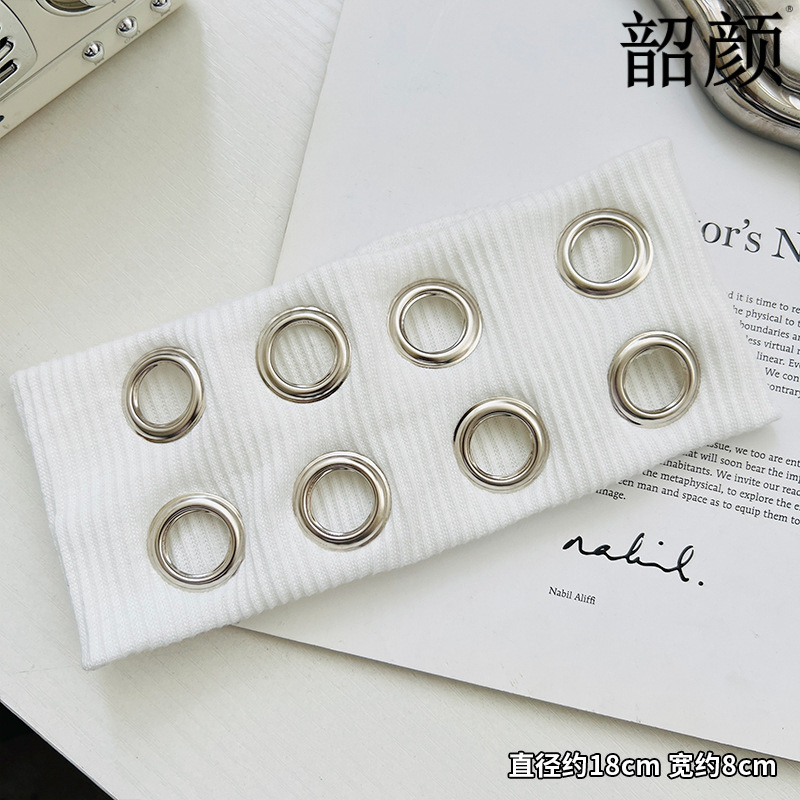 Hot Girls metal agujero redondo hueco elástico cinturón de cabello europeo y americano retro gótico punk rock festival tocado de moda