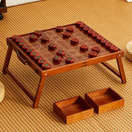 中国象棋实木棋盘棋子高档桌子大号送礼老年人木质棋桌红木便携式