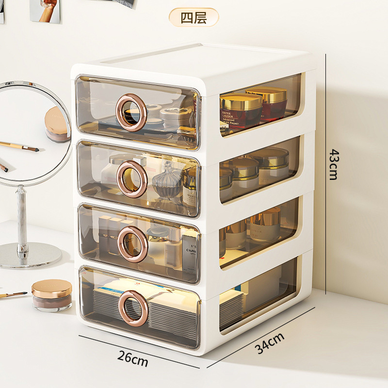 Caja de almacenamiento de cosméticos a prueba de polvo de escritorio transparente tocador de gran capacidad de cuidado de la piel de alto grado de almacenamiento rack de acrílico caja