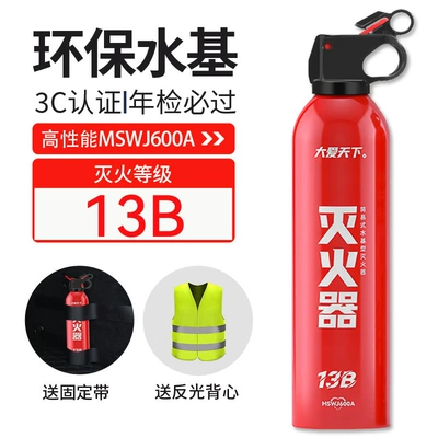 Vehicle fire extinguisher, water-based fire extinguisher annual inspection - daai-tianxia-fire-extinguisher-600ml-comes-with-fixed-strap-reflective-clothing