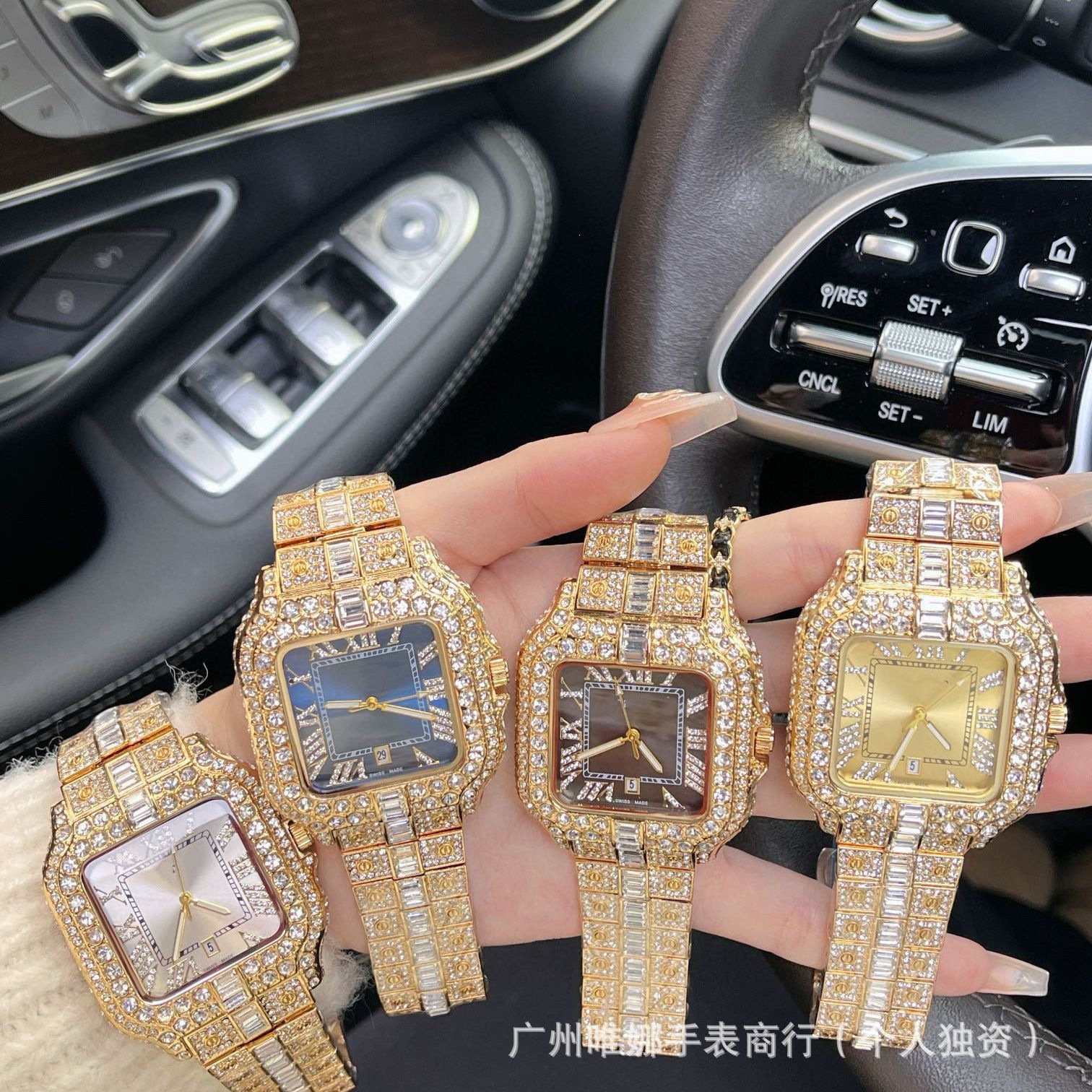 卡家满钻男士休闲奢华手表外贸多功能潮流时尚石英男手表批发代发