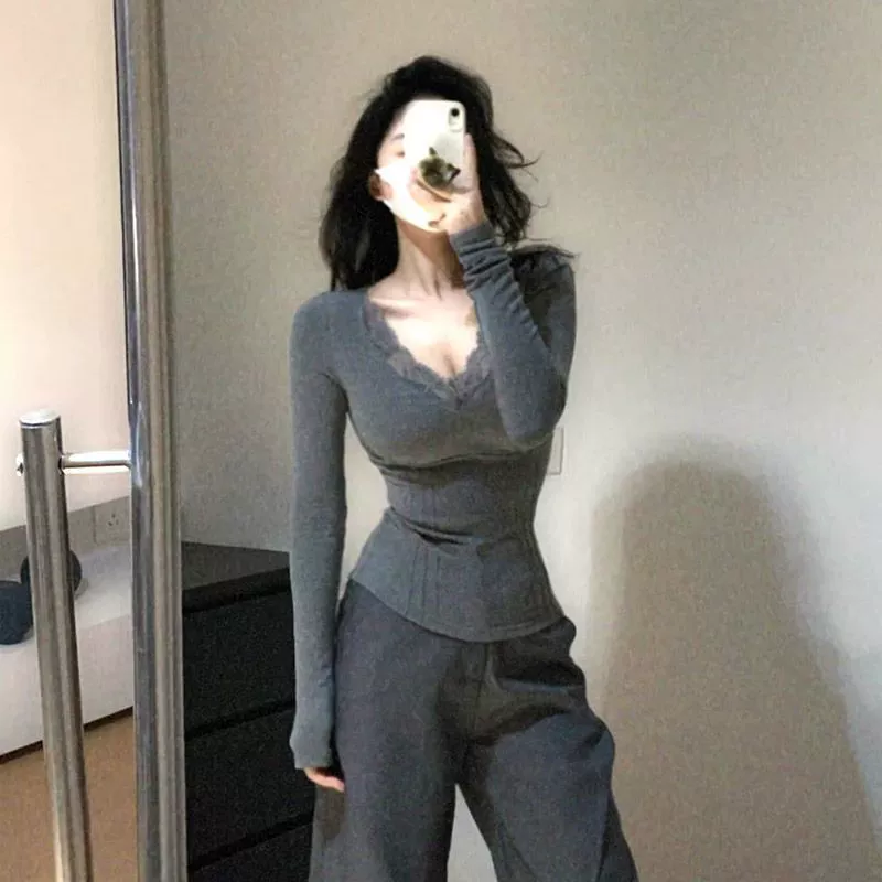 Трансграничный чистый ветер весенний и летний кружевной рубашка с V-образным вырезом