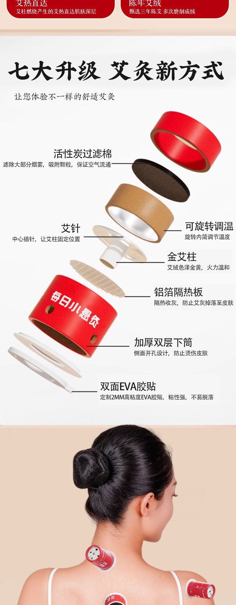 Daily Mini Hanging Moxa Box Set Portable Moxibustion Device with 30 Moxa Sticks for Home Warm Point Therapy specifications