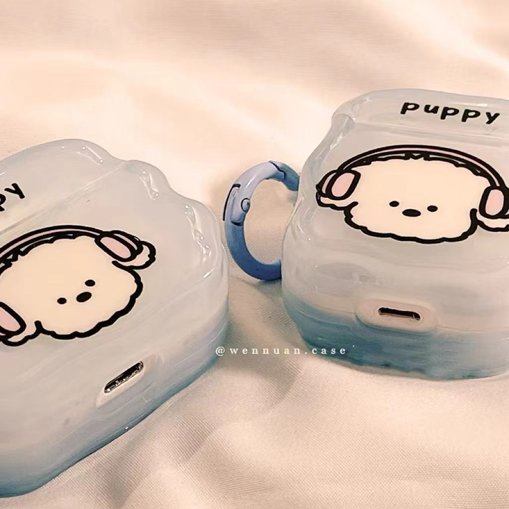Ins encantador divertido dibujos animados escucha música cachorro para AirPods 4 Apple pro3 auriculares Bluetooth auriculares cubierta