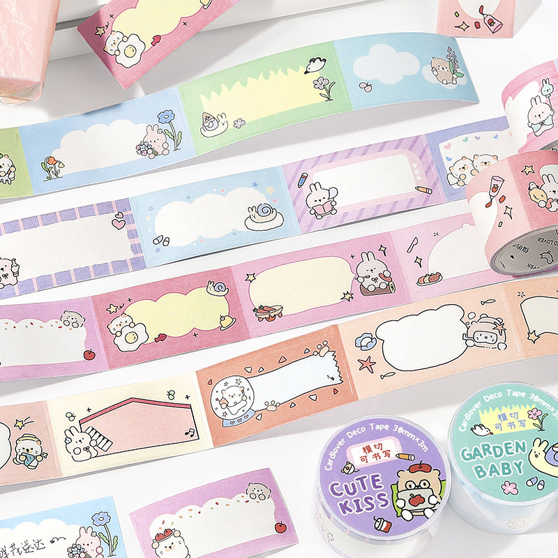 Los amantes de la carta pueden escribir cinta troquelada serie de aventuras de bolas linda decoración de cuentas de mano cinta de escritura