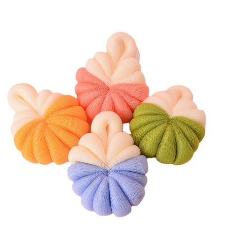 Bath Flower Wholesale Pastel Color New Model Hangable PE Cute Non-Dispersing Foaming Ball Scrub Bath Ball Multi-Foam Bath Towel