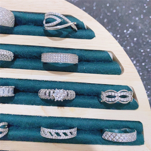 Cross-border European and American heavy industry exaggerated zirconia diamond ring, light luxury color preservation micro-set ring Amazon supply