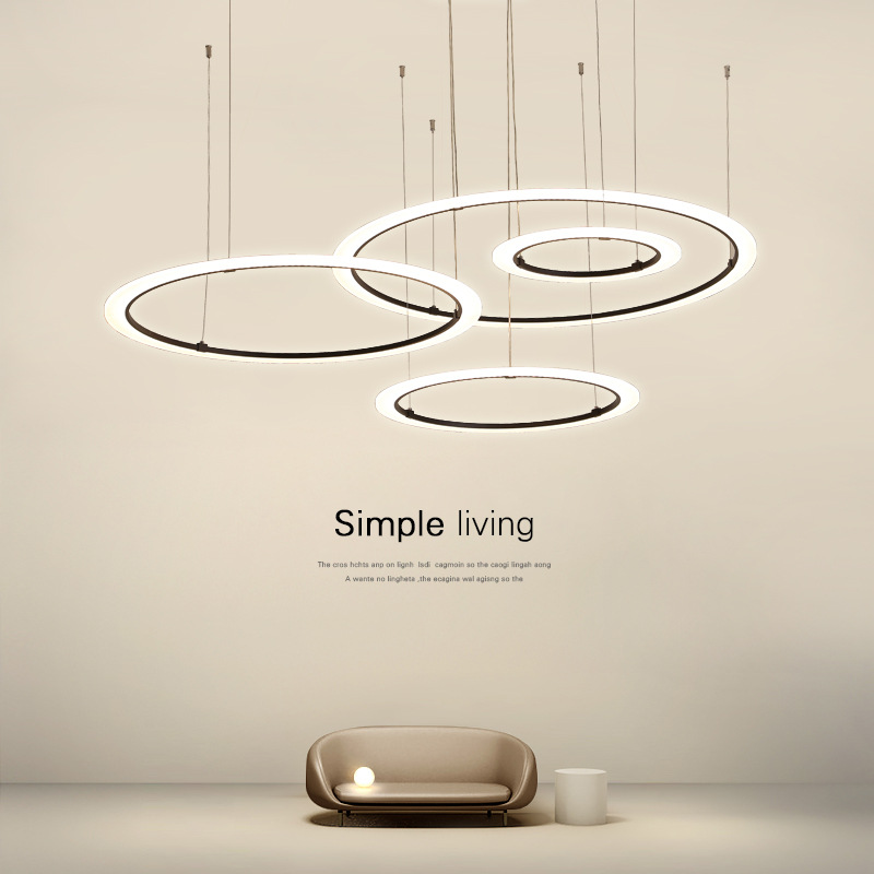 2021年新款客廳吊燈簡約現代大氣創意個性藝術圓環服裝店燈具
