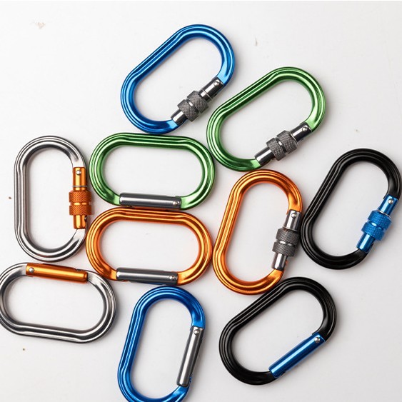 Aviation Aluminum O-Ring Small Lock Hammock Carabiner Screw Lock Main Lock Outdoor Accessories Hook Buckle Lock Straight Type