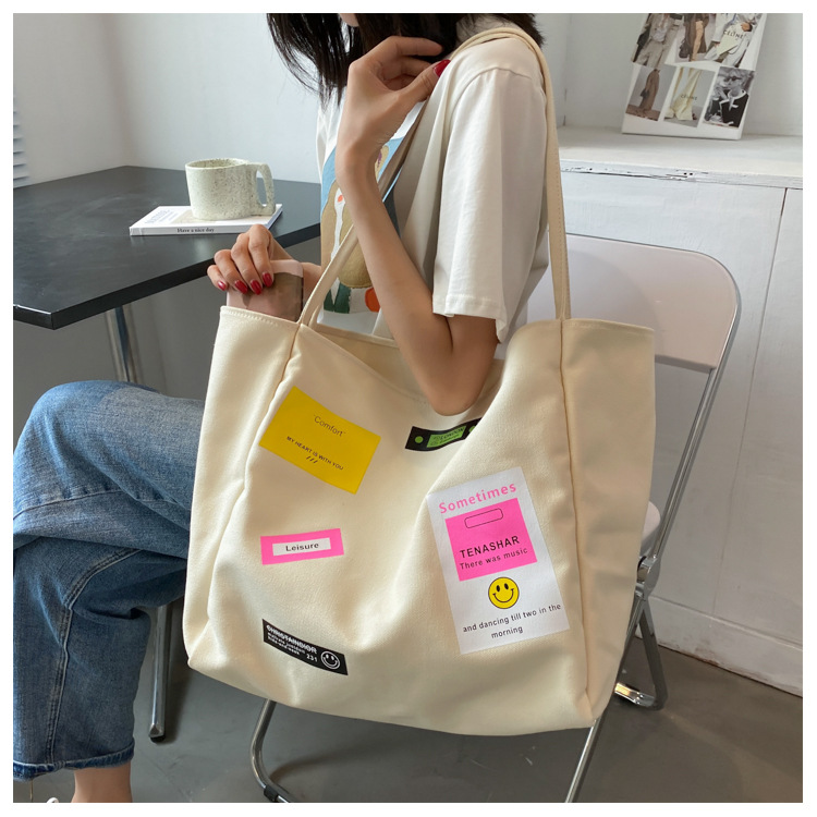 Women's Basic Color Block Canvas Shopping Bags display picture 4