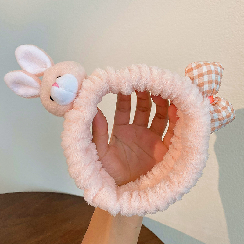 Cartoon facial lavado especial para mujeres 2024 nuevo cabello de peluche maquillaje prensado cabello lindos pinzas de cabello correa tocado